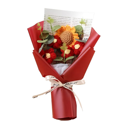 Artisan-Crafted Sunflower and Daisy Yarn Bouquet for Any Celebration