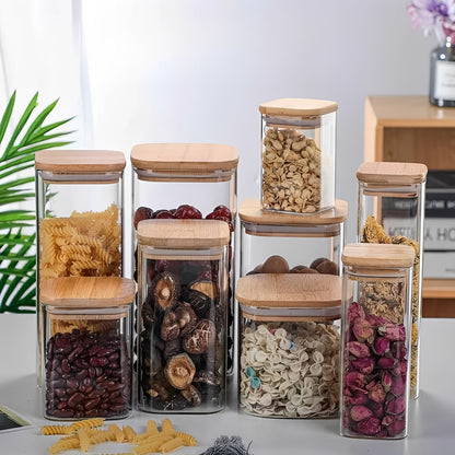 Stylish Glass Storage Containers with Natural Bamboo Tops