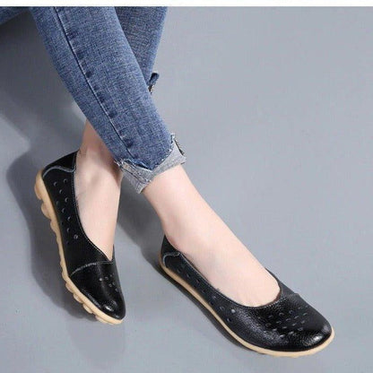 Comfortable Wide-Fit Leather Slip-On Flats for Every Occasion