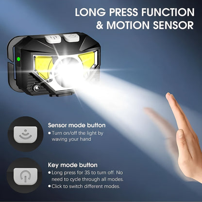 Dual-Pack Motion-Sensing LED Headlamp Flashlight