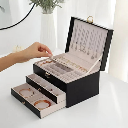 Elegant Multi-Compartment Jewelry Organizer with Smooth Drawers