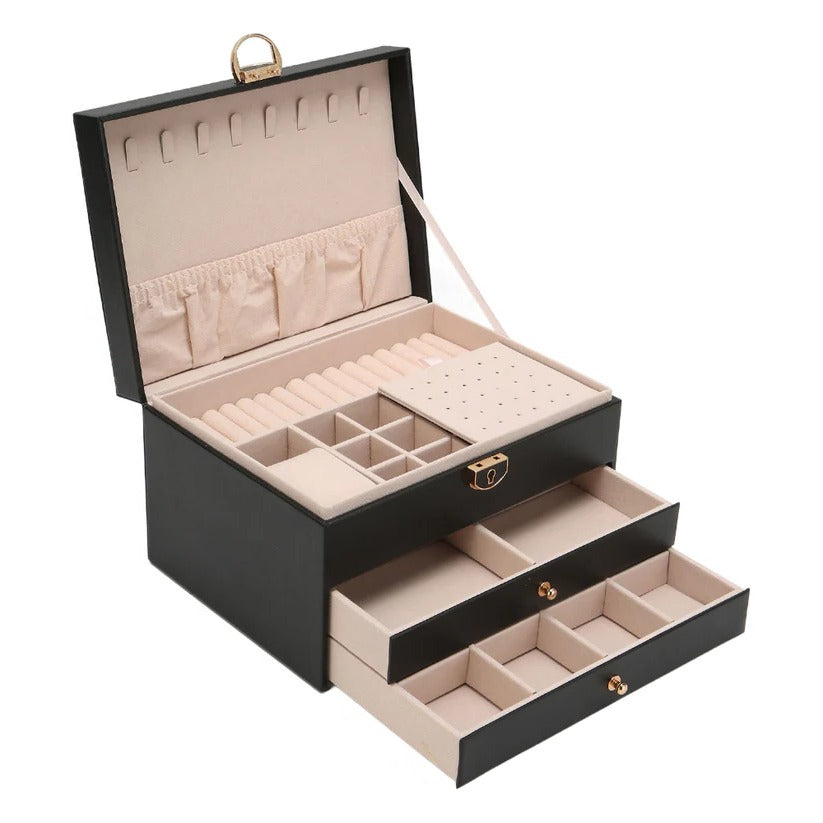 Elegant Multi-Compartment Jewelry Organizer with Smooth Drawers