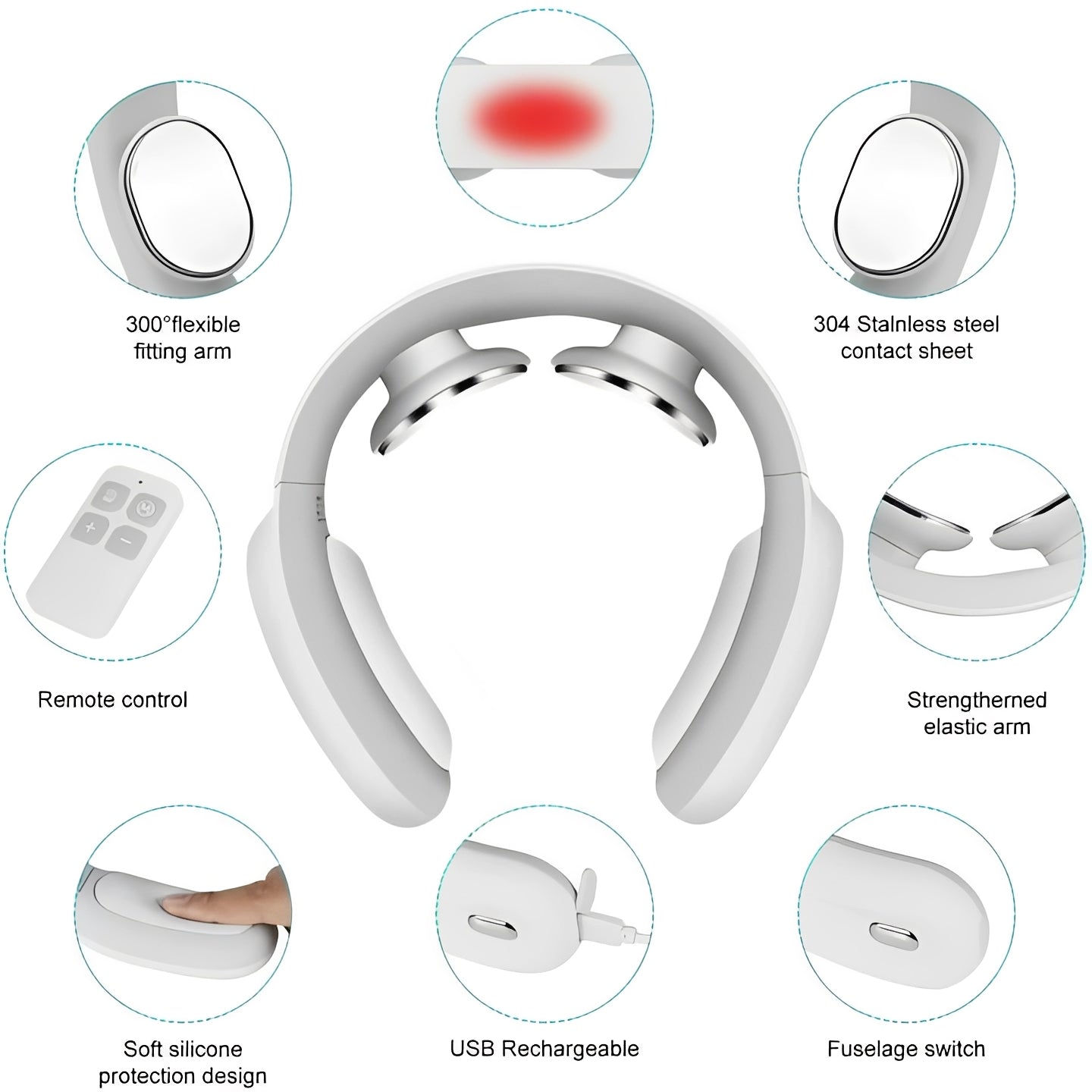 Cordless Neck Relaxer with Soothing Heat and Custom Pulse Options