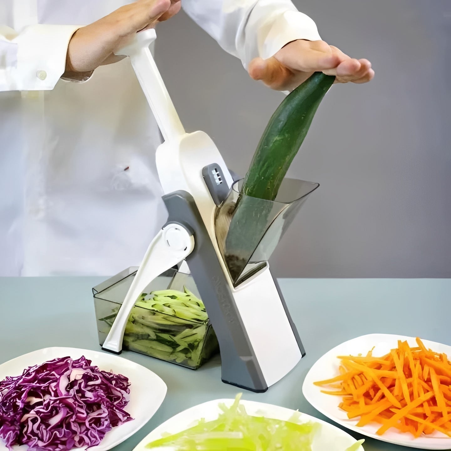 Versatile Vegetable Cutter with Convenience Tray
