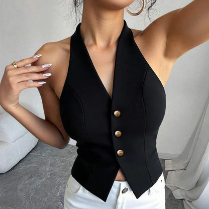 Chic Sleeveless Blazer Vest with Tailored Fit and Elegant Closure