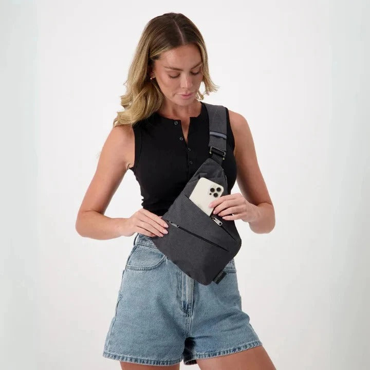 Water-Resistant Crossbody Sling Bag with Secure Zippers