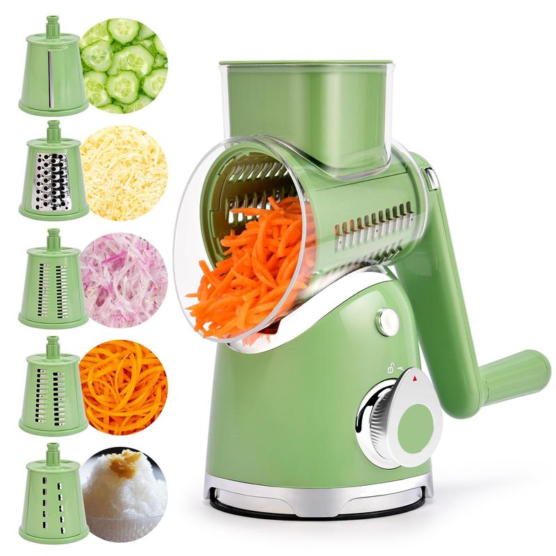 Versatile Food Grater with 5 Swappable Blades and Strong Suction Base