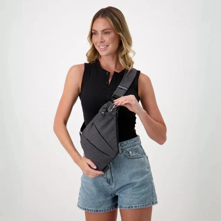 Water-Resistant Crossbody Sling Bag with Secure Zippers