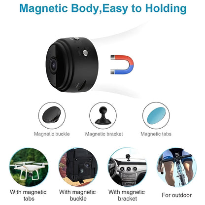 Compact WiFi Surveillance Camera with Magnetic Base and HD Recording