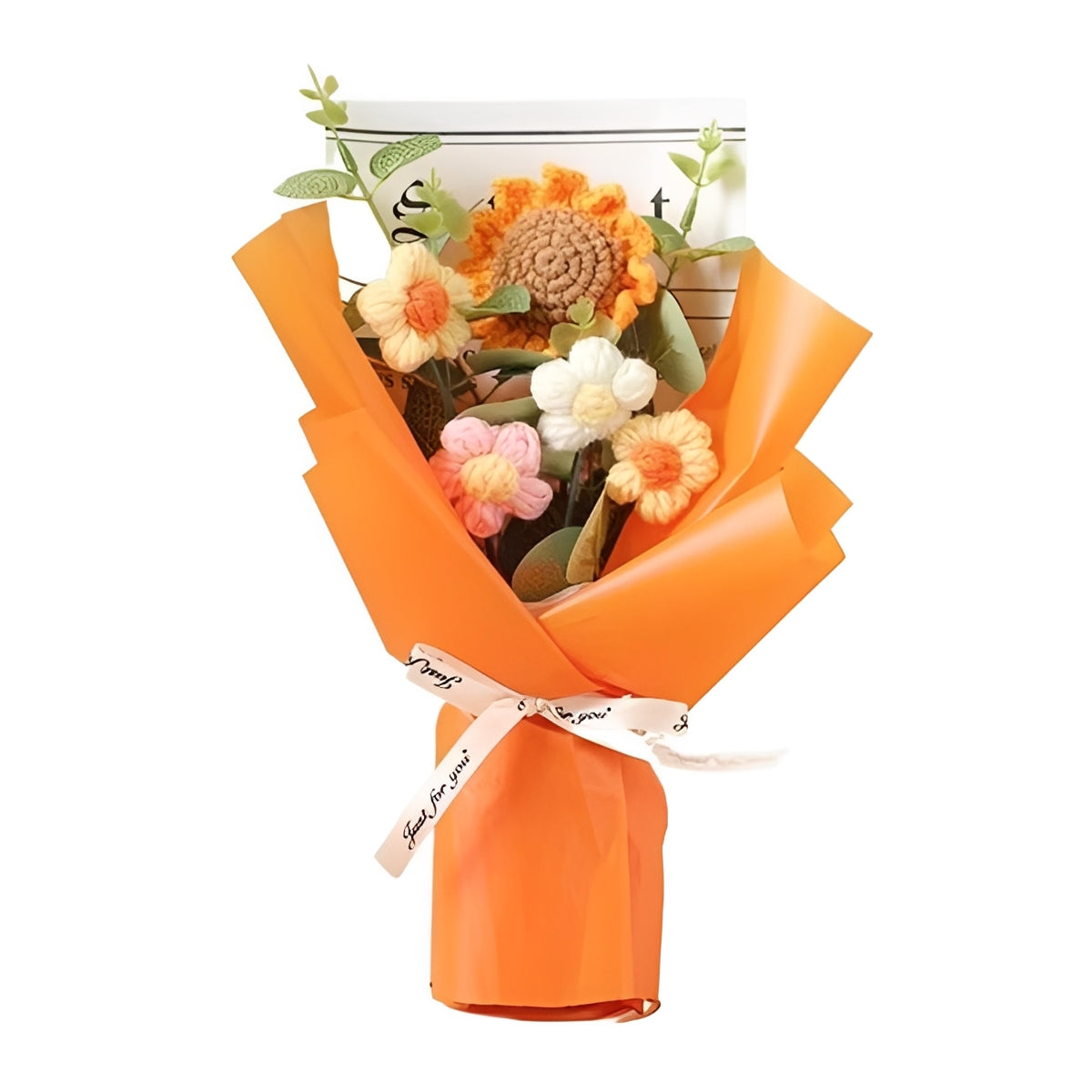 Artisan-Crafted Sunflower and Daisy Yarn Bouquet for Any Celebration