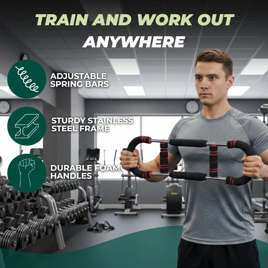 Adjustable Resistance Chest and Arm Trainer for Total Strength