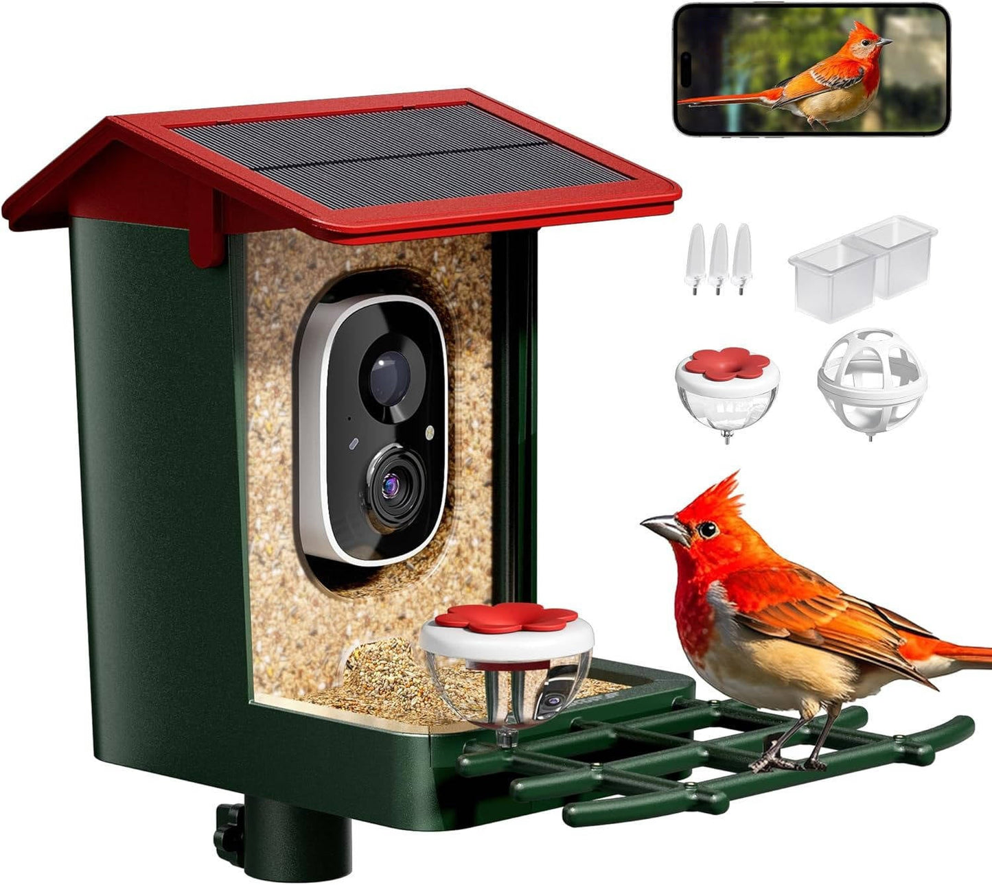 Wireless Bird Feeder with 2K Camera & Solar Power