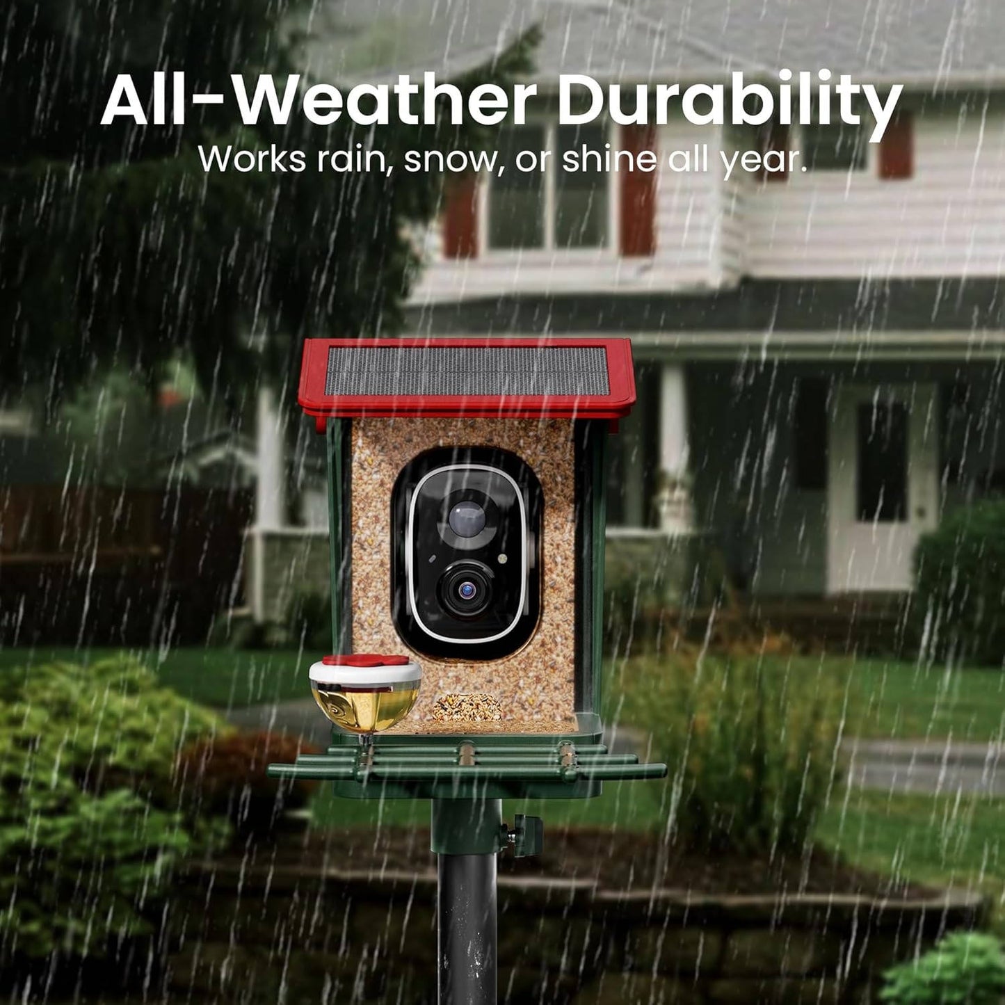 Wireless Bird Feeder with 2K Camera & Solar Power