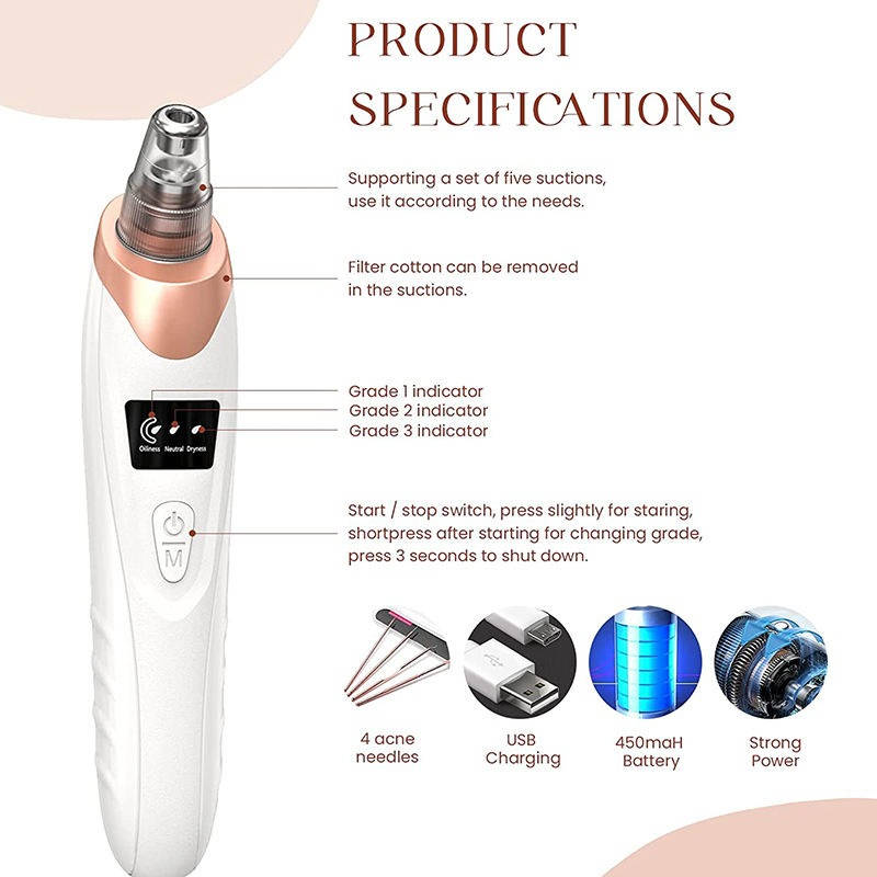 Advanced Rechargeable Pore Cleaning Device with Custom Suction Settings