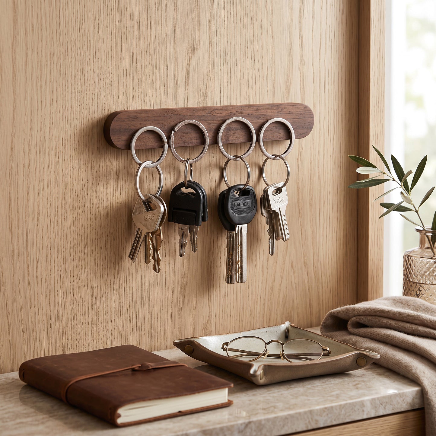 Stylish Wooden Key Organizer with Strong Magnetic Backing