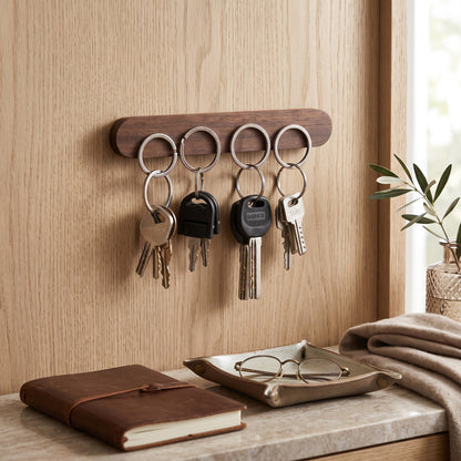 Stylish Wooden Key Organizer with Strong Magnetic Backing