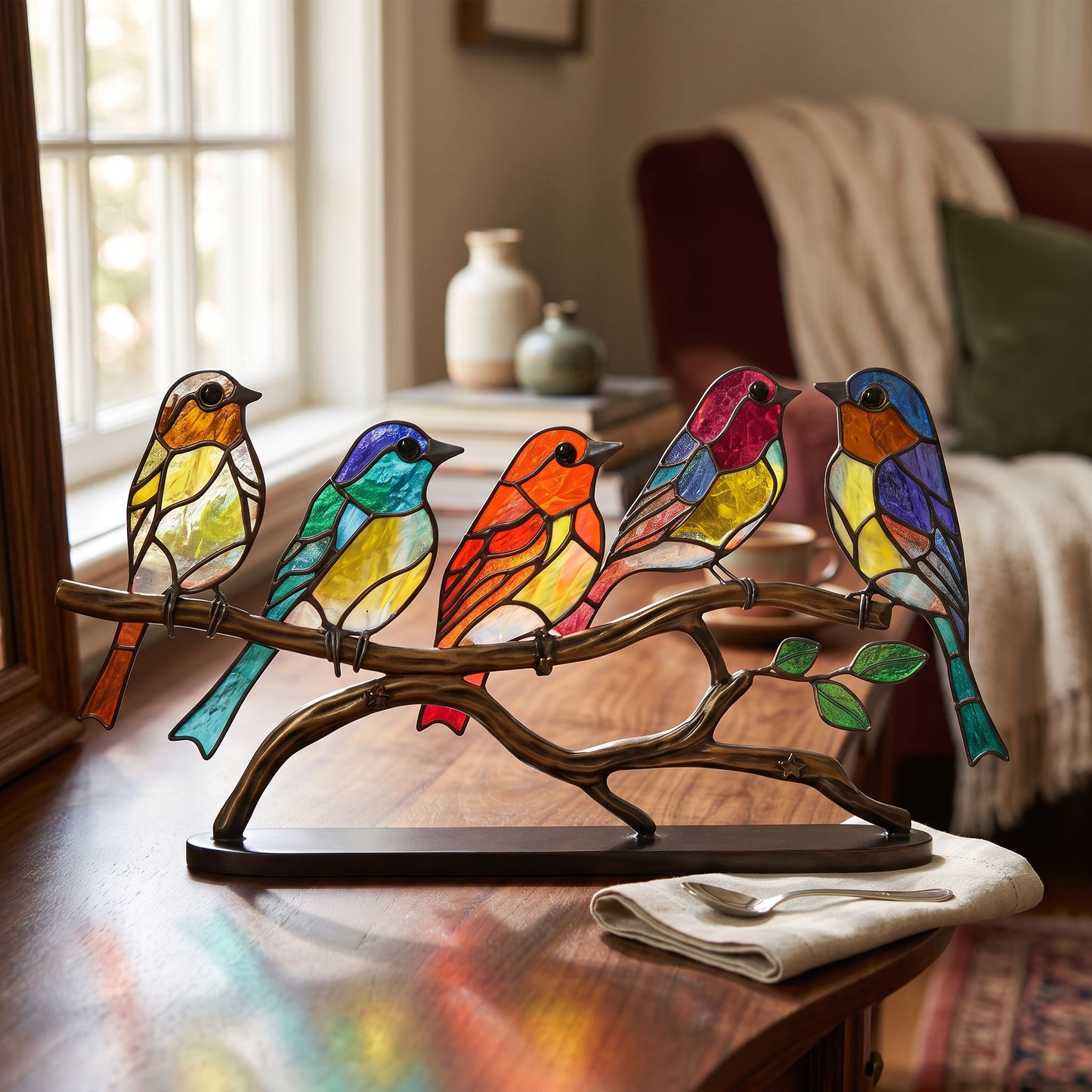 Vibrant Sunlight Reflecting Bird Window Decor with Suction Mount