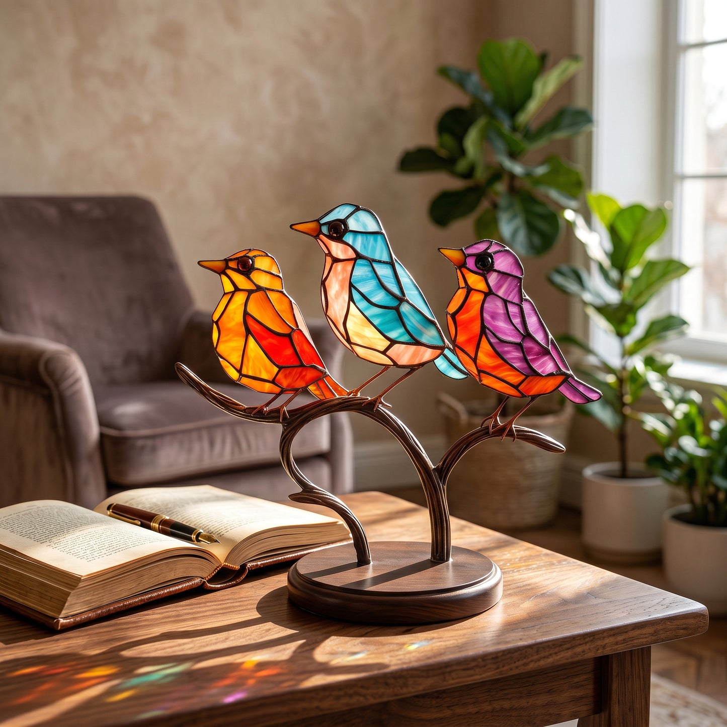 Vibrant Sunlight Reflecting Bird Window Decor with Suction Mount