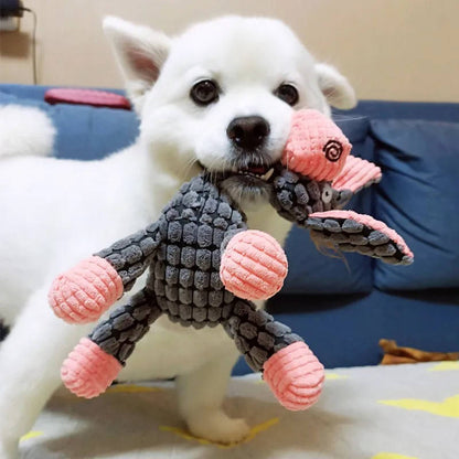 Interactive Plush Dog Toy with Tough Squeaker for Fun