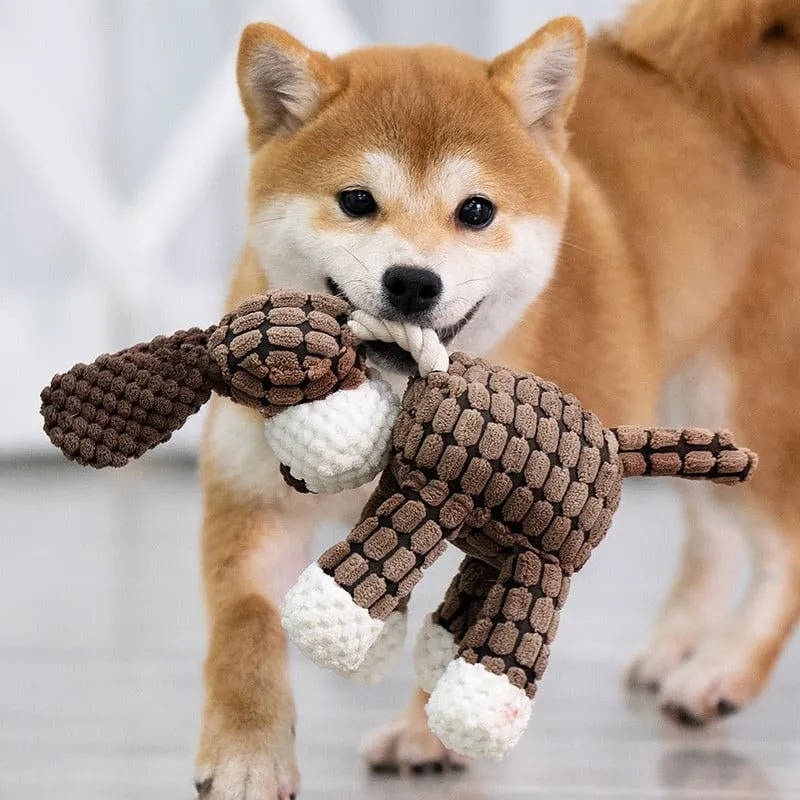 Interactive Plush Dog Toy with Tough Squeaker for Fun