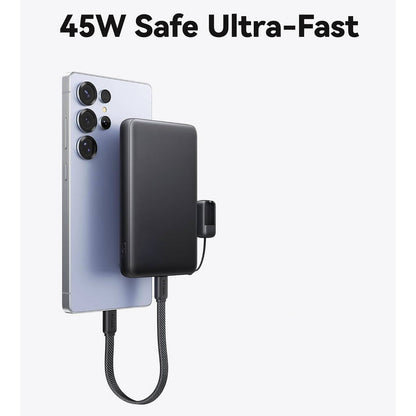 10,000mAh Power Bank with 45W Rapid Charge and Integrated Cable