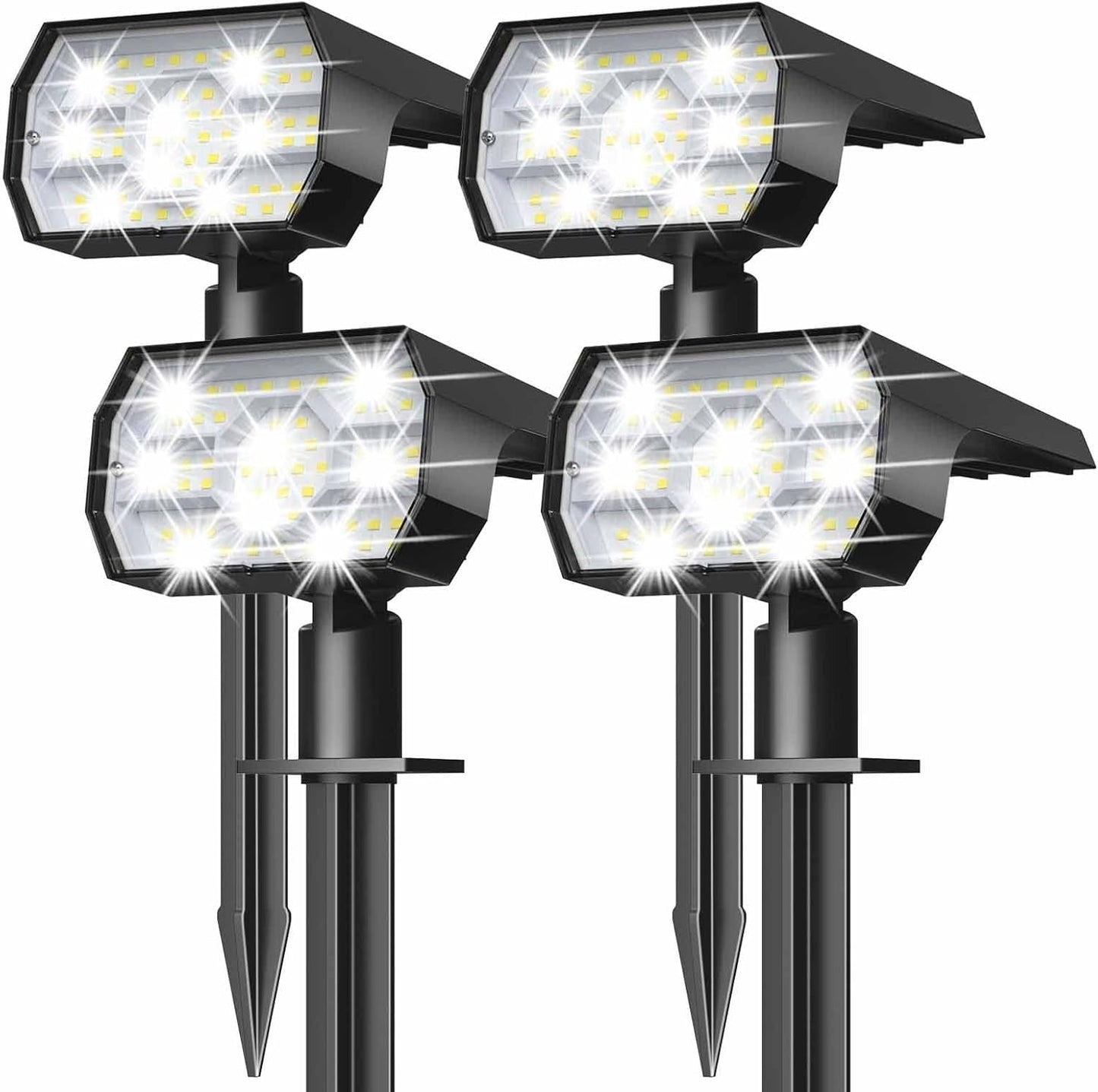All-Weather Solar Garden Spotlights with 56 LED Lights - Set of 4