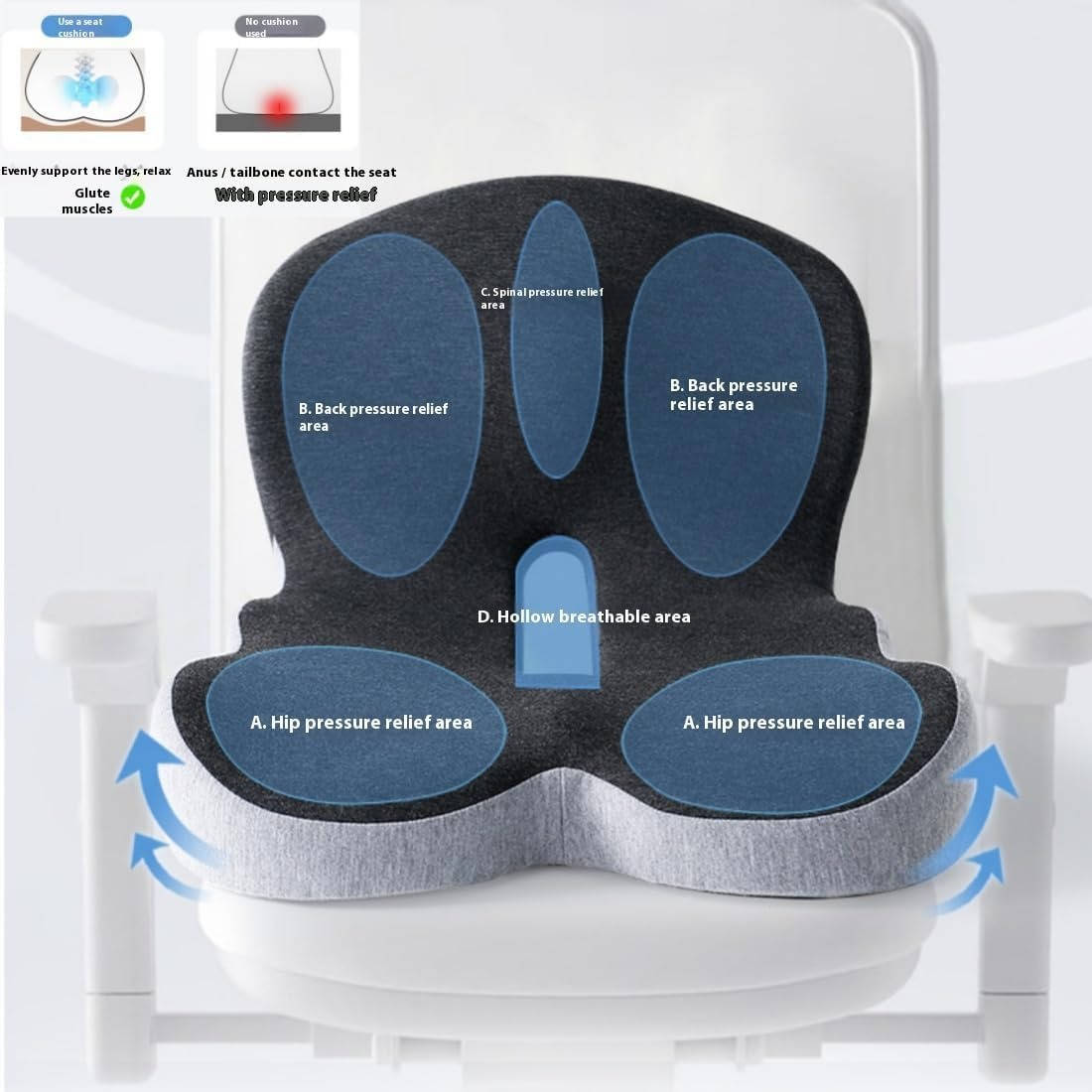 Comfort-Boosting Memory Foam Cushion for Home & Office Use