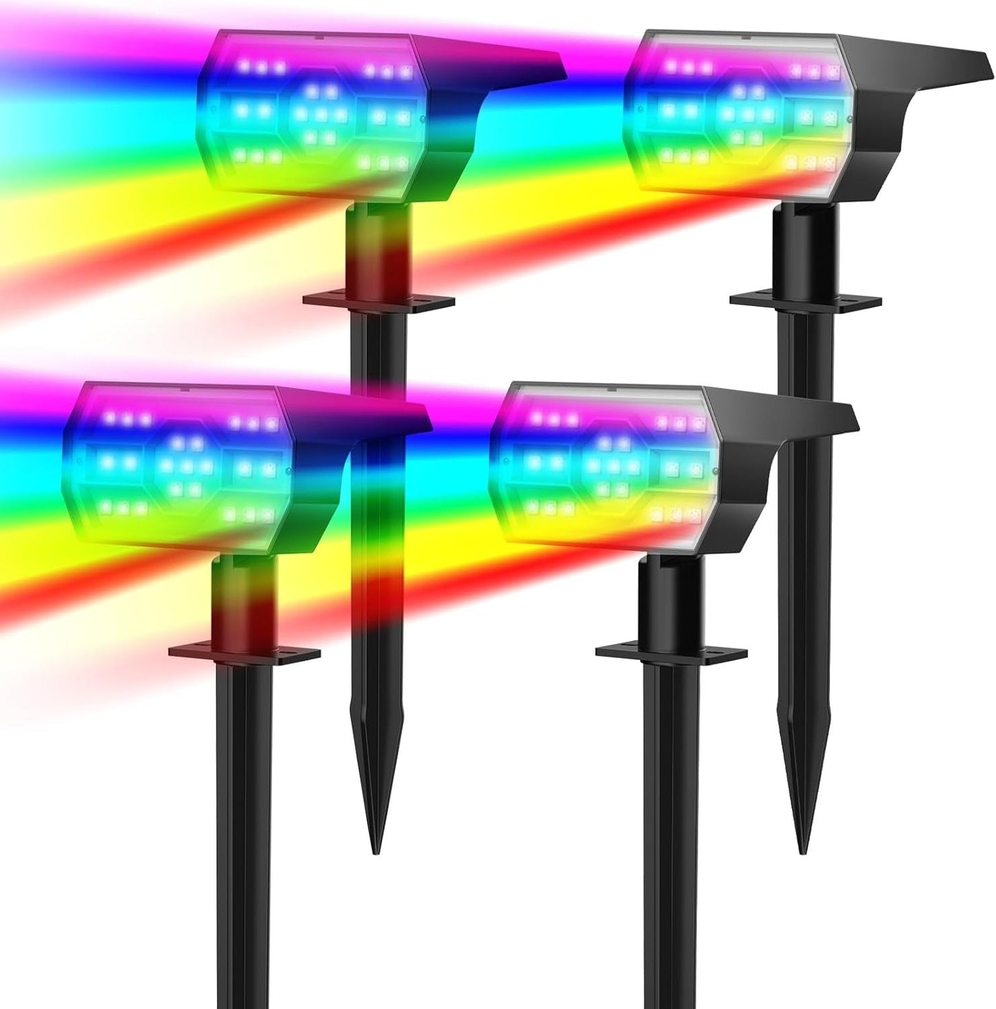 All-Weather Solar Garden Spotlights with 56 LED Lights - Set of 4