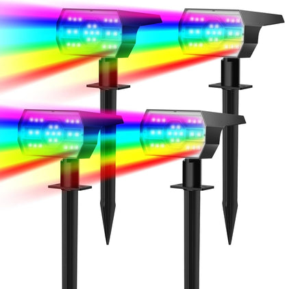 All-Weather Solar Garden Spotlights with 56 LED Lights - Set of 4
