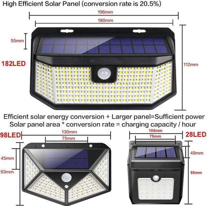 BrightGuard Solar Motion Lights - 182 LEDs for Outdoor Safety, 2-Pack
