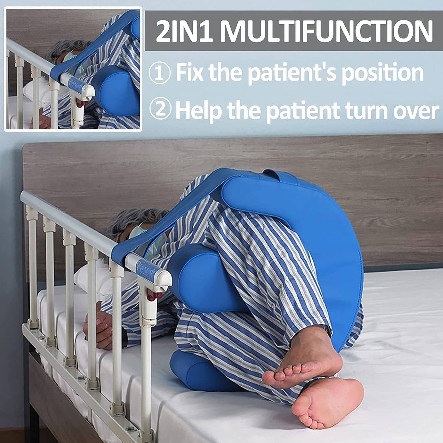 Supportive Repositioning Pillow with Waterproof Cover & Secure Strap