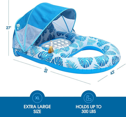 Oversized Comfort Float with Adjustable Shade and Drink Holders