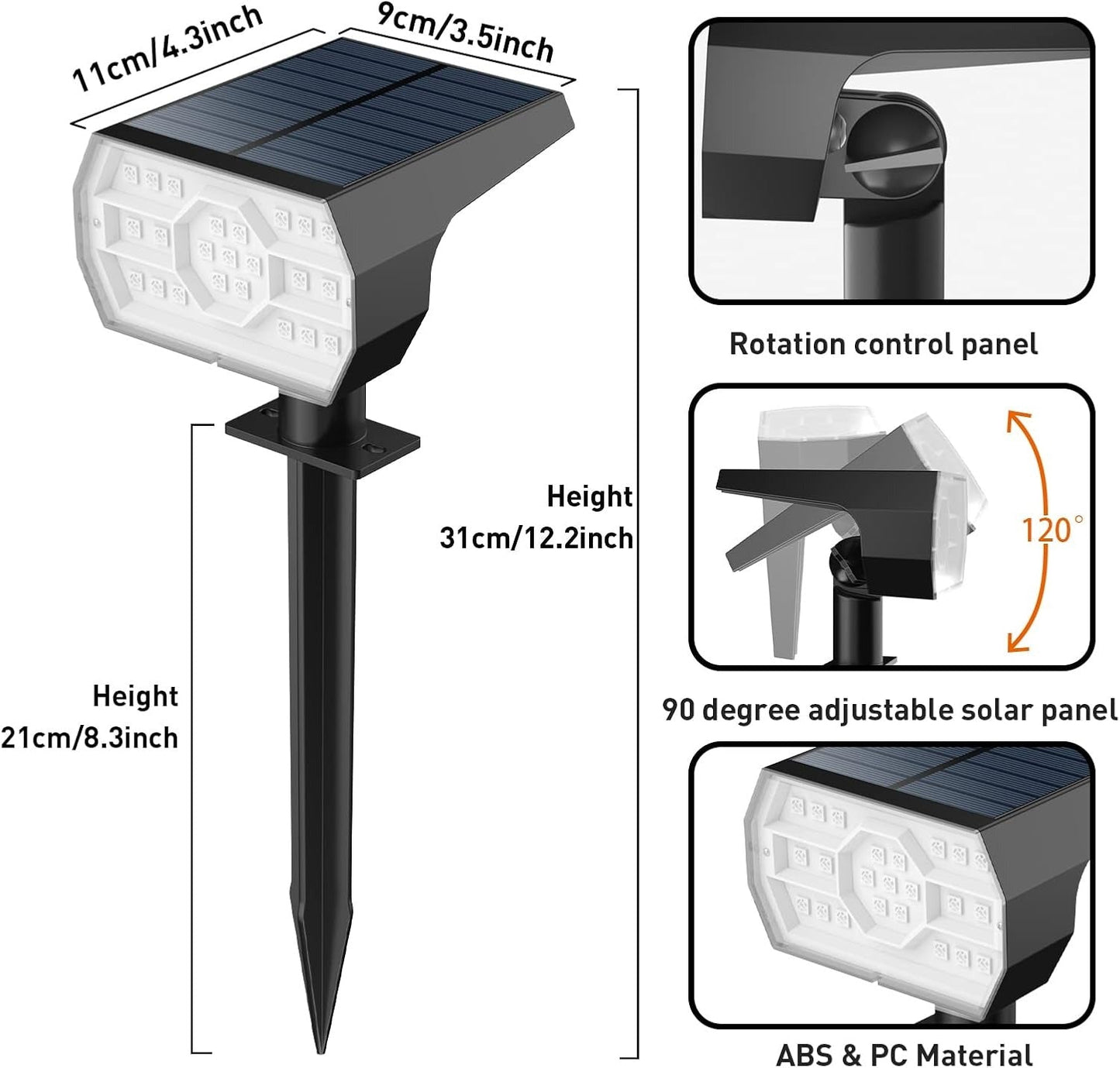All-Weather Solar Garden Spotlights with 56 LED Lights - Set of 4