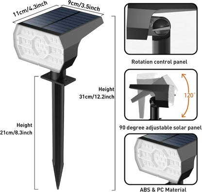 All-Weather Solar Garden Spotlights with 56 LED Lights - Set of 4