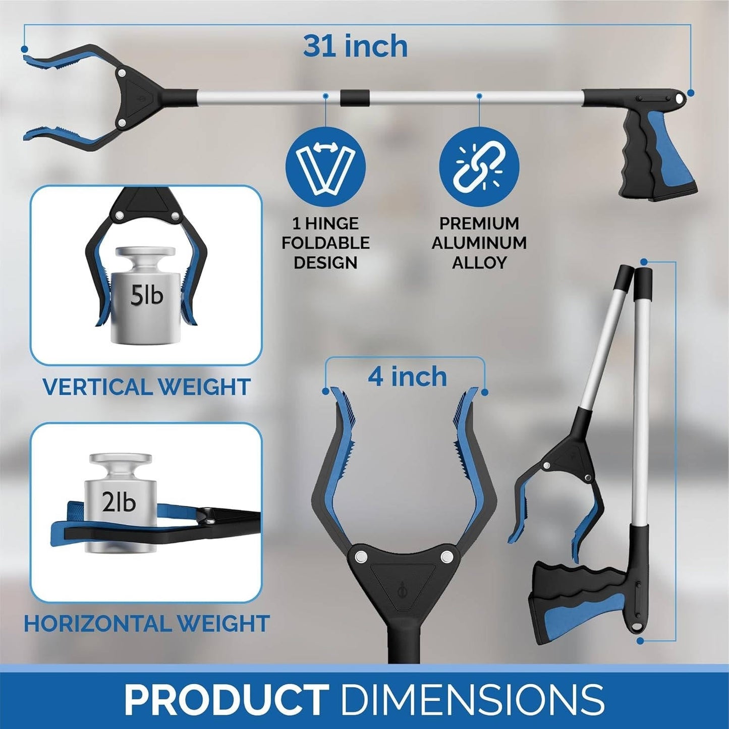 Extendable Grabbing Tool with Magnetic Tip and Compact Design