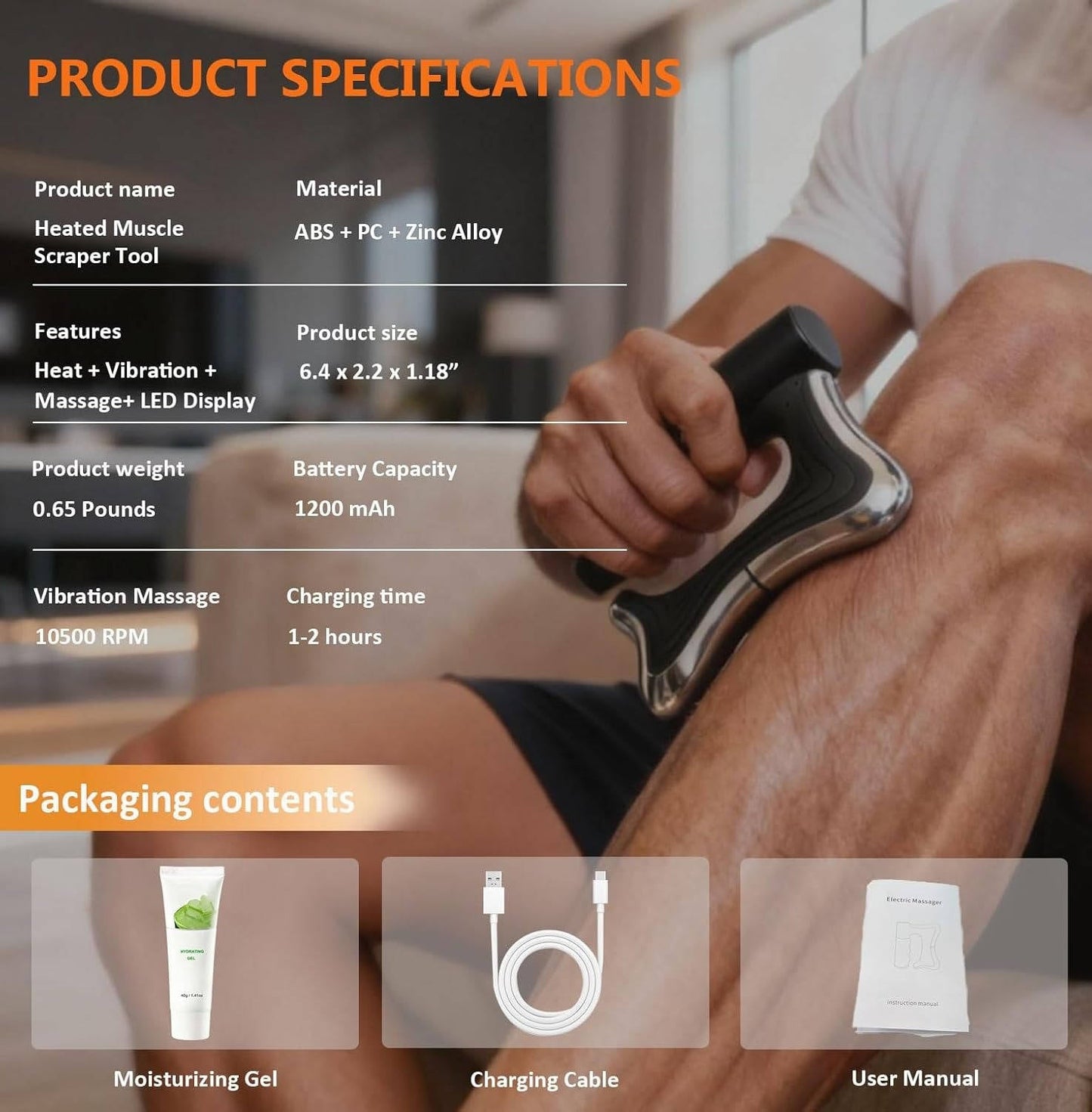 Rechargeable Muscle Relief Tool with Heat and Vibration