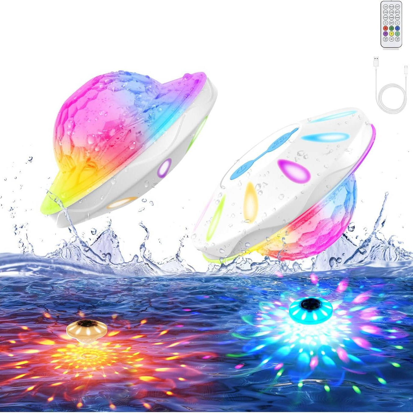 Wireless Floating Pool Illumination Set with Remote Control, 2 Pack
