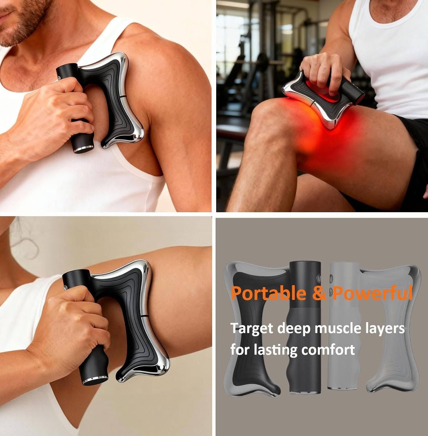 Rechargeable Muscle Relief Tool with Heat and Vibration