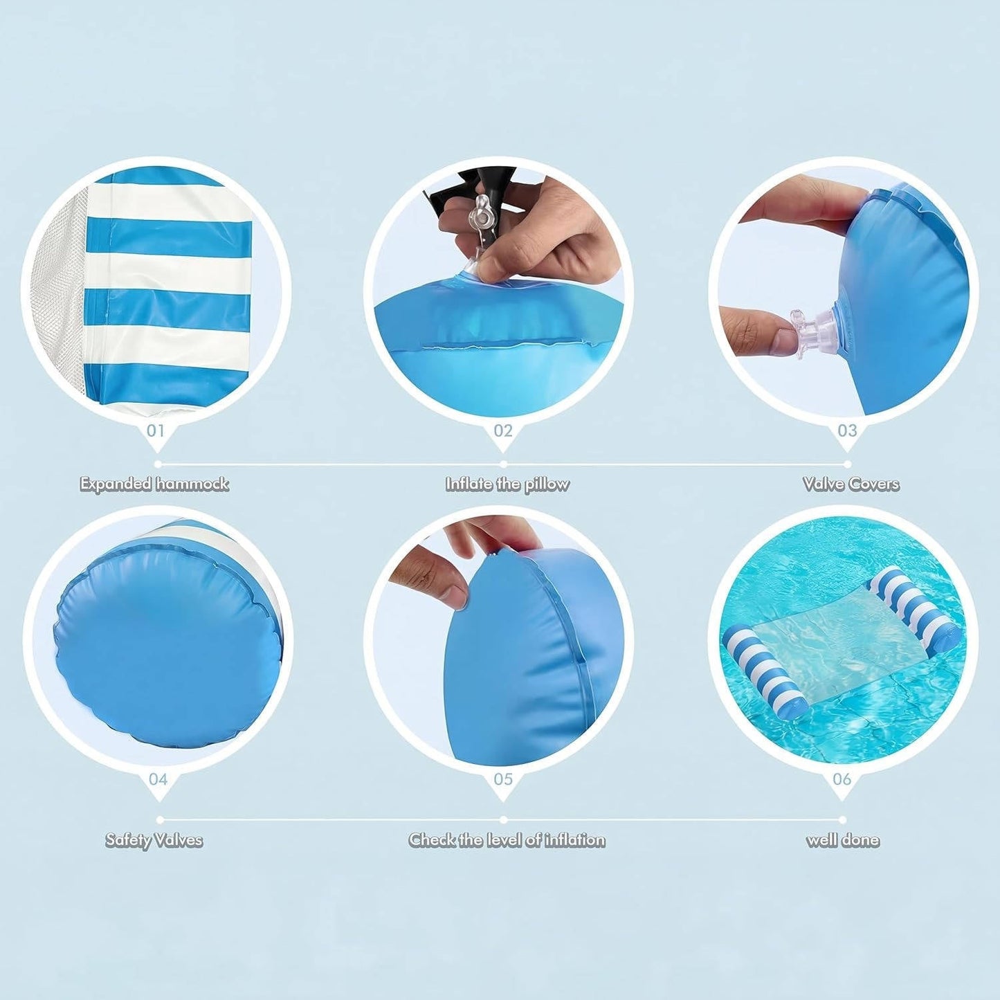Versatile Water Loungers - 4 Pack with 4-in-1 Design
