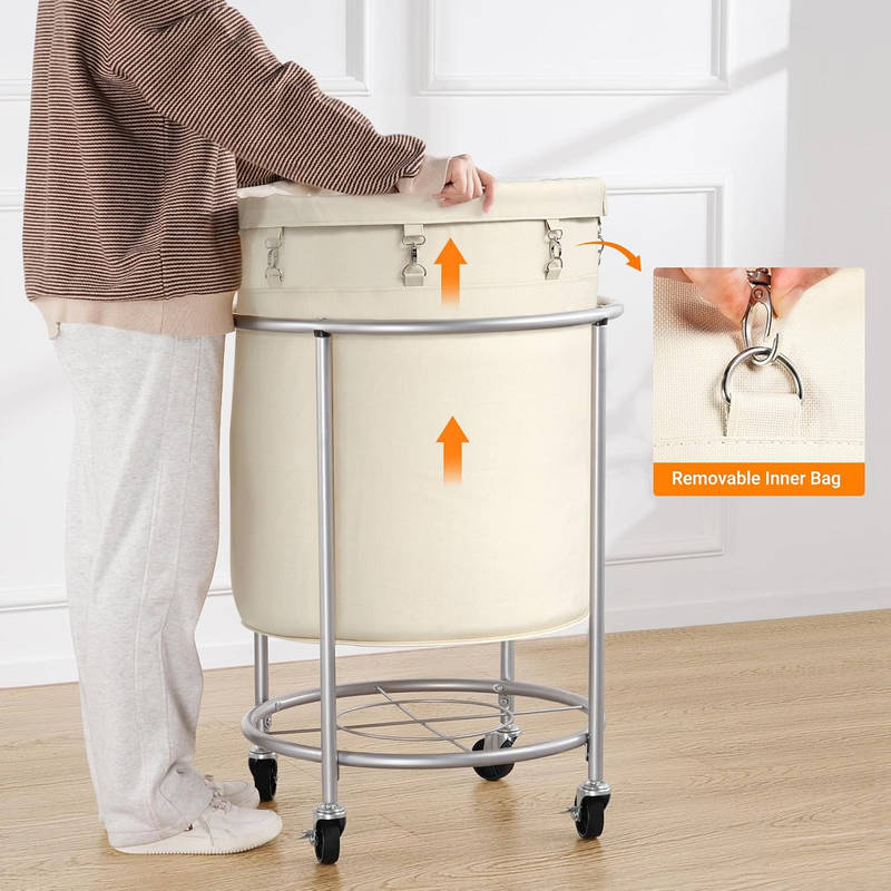 29 Gallon Rolling Laundry Cart with Detachable Bag and Wheels