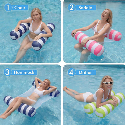Versatile Water Loungers - 4 Pack with 4-in-1 Design