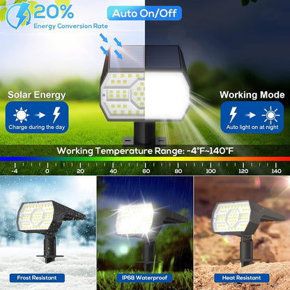 All-Weather Solar Garden Spotlights with 56 LED Lights - Set of 4