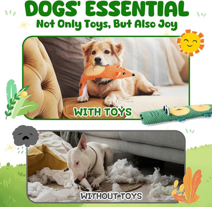 Durable Plush Canine Toys with Hidden Treat Compartments, Set of 2