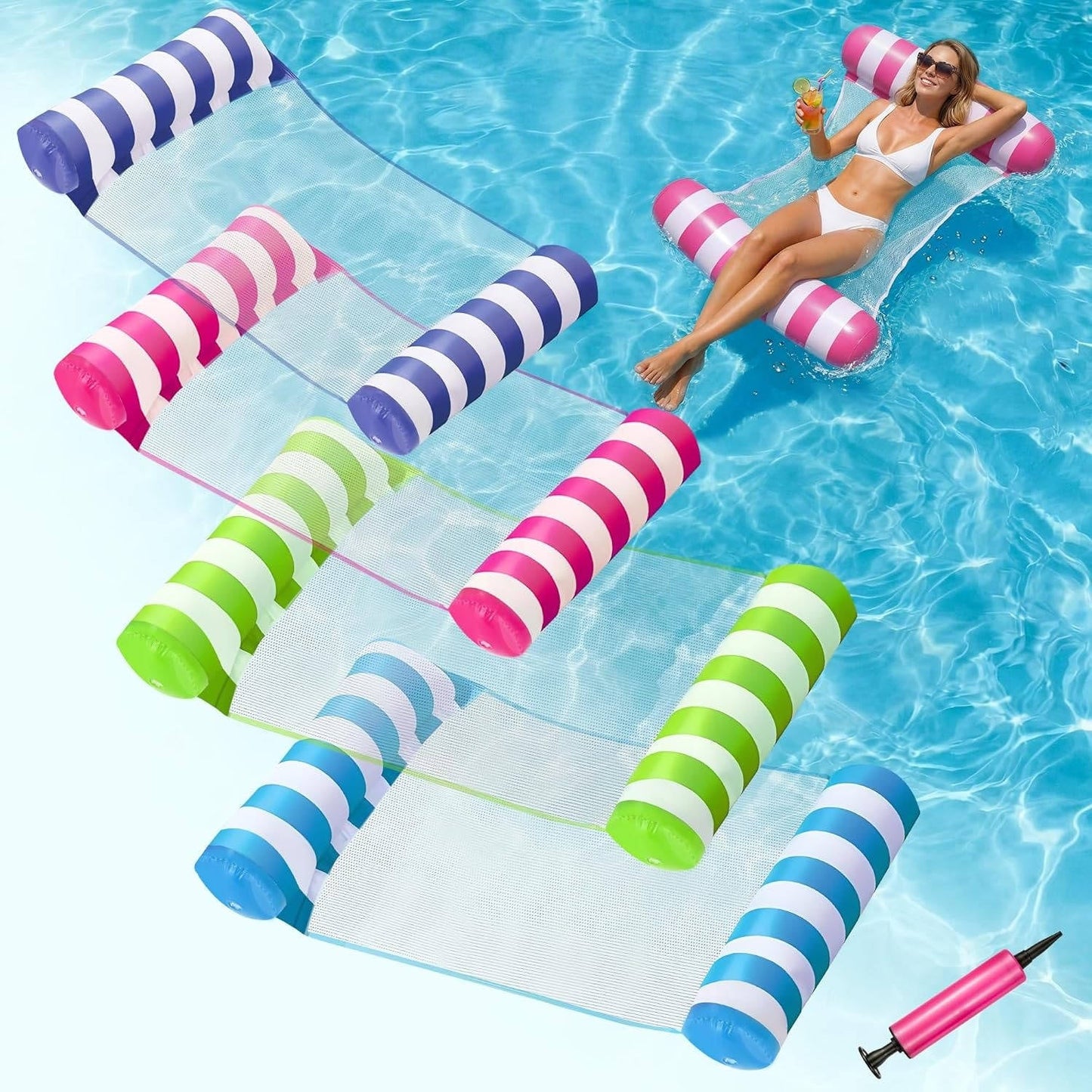 Versatile Water Loungers - 4 Pack with 4-in-1 Design