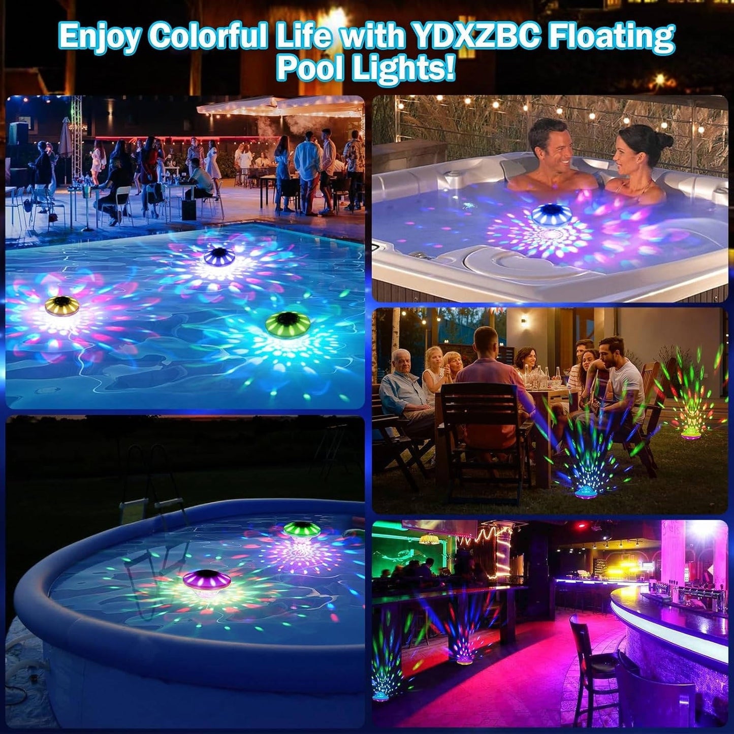 Wireless Floating Pool Illumination Set with Remote Control, 2 Pack