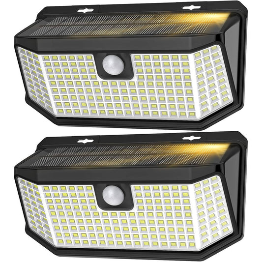 BrightGuard Solar Motion Lights - 182 LEDs for Outdoor Safety, 2-Pack