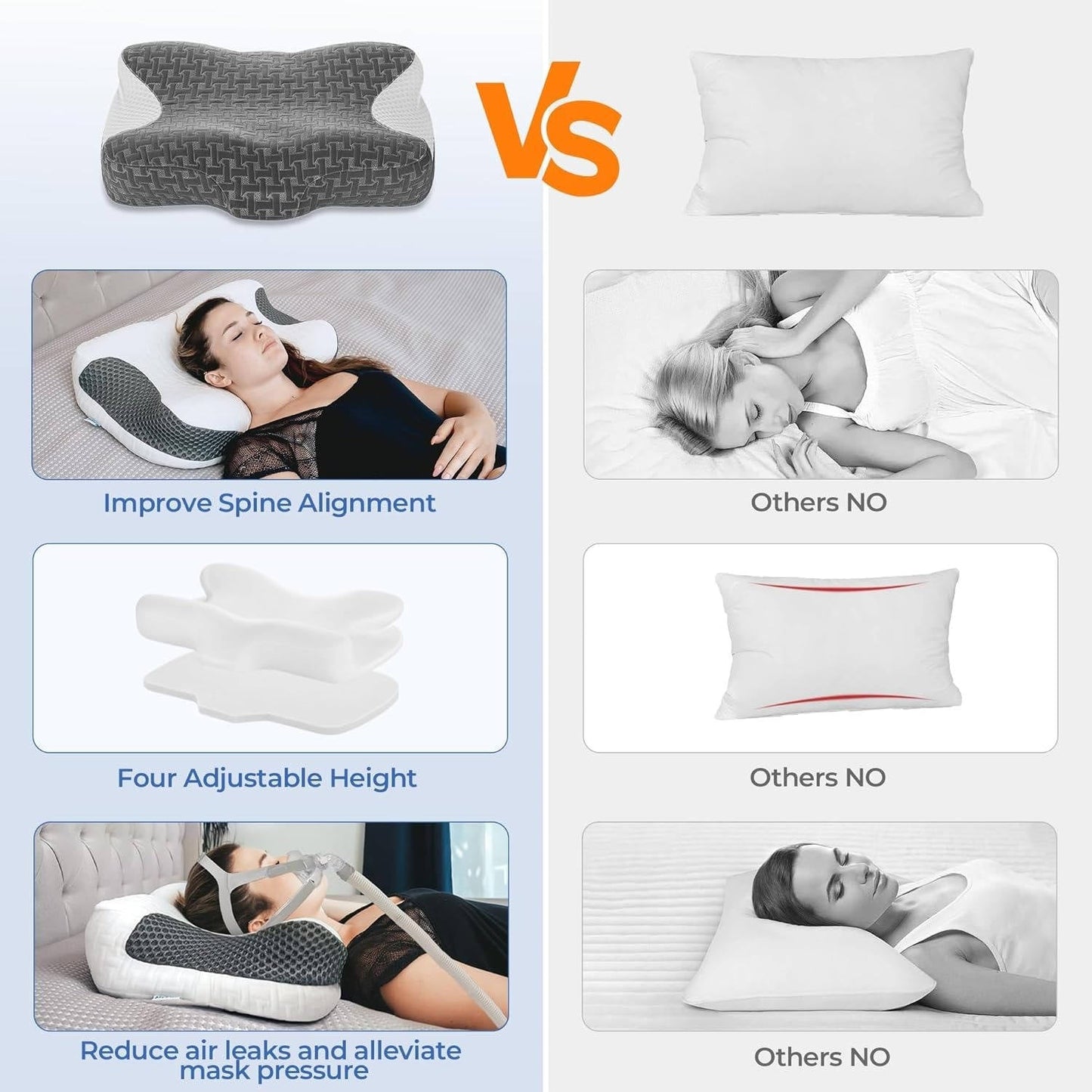 Customizable Comfort Pillow for Side and Back Sleepers