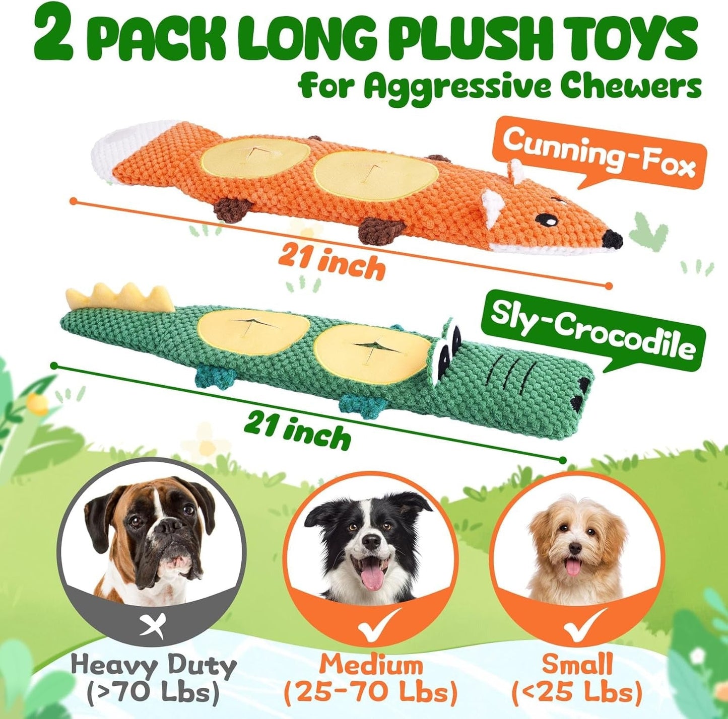 Durable Plush Canine Toys with Hidden Treat Compartments, Set of 2