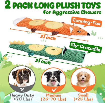 Durable Plush Canine Toys with Hidden Treat Compartments, Set of 2