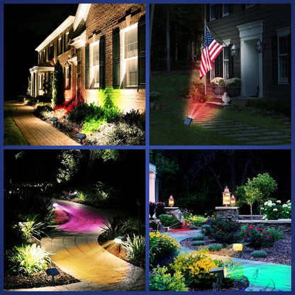 All-Weather Solar Garden Spotlights with 56 LED Lights - Set of 4